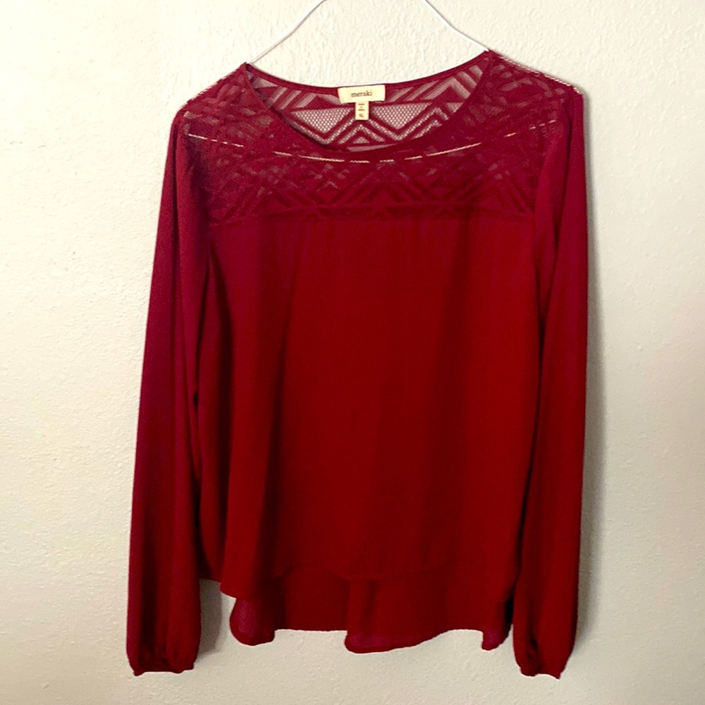 100% Polyester Long Sleeve Blouse MERAKI Size XL worn once. Excellent condition.